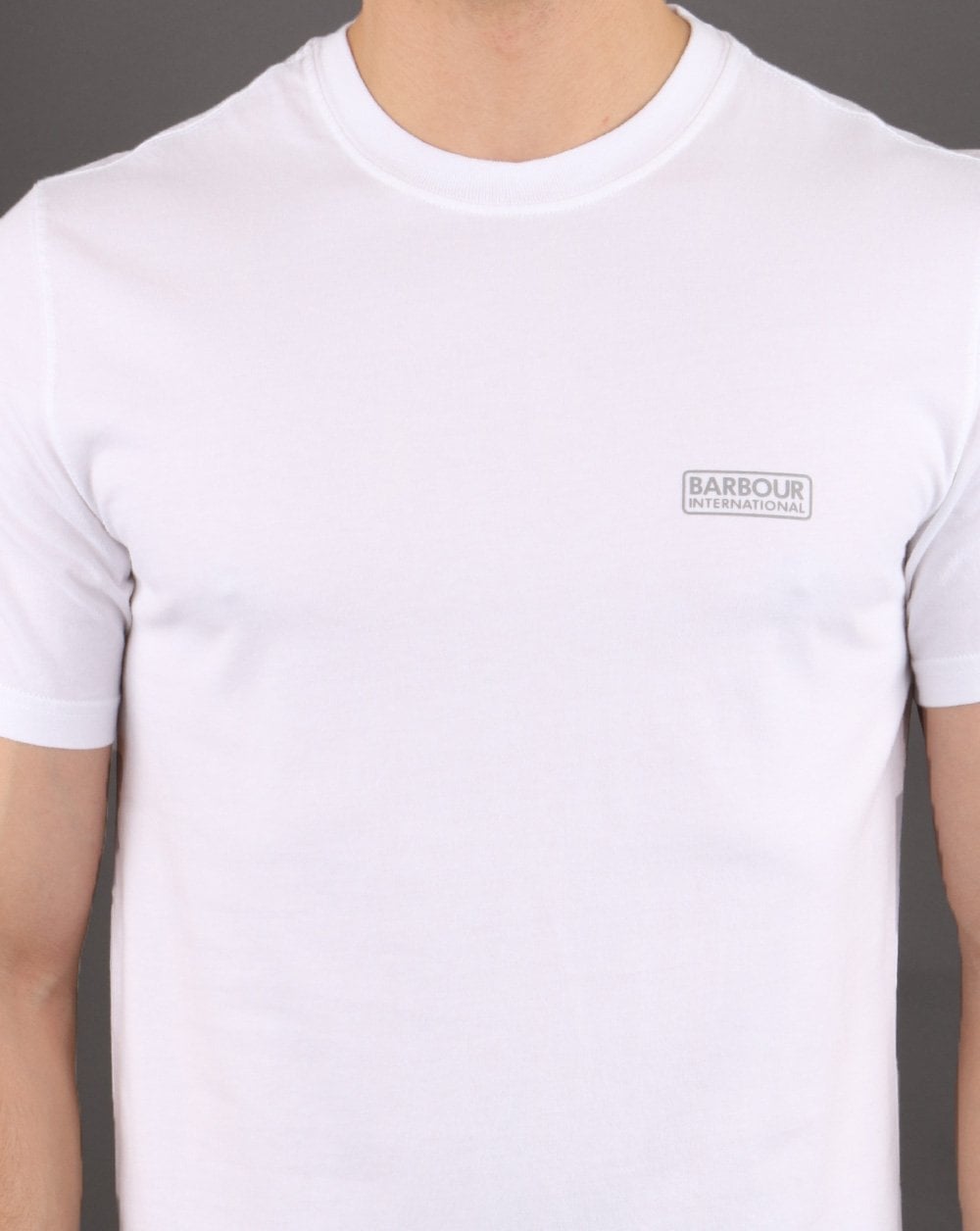 Barbour International – Weißes T-Shirt mit kleinem Logo