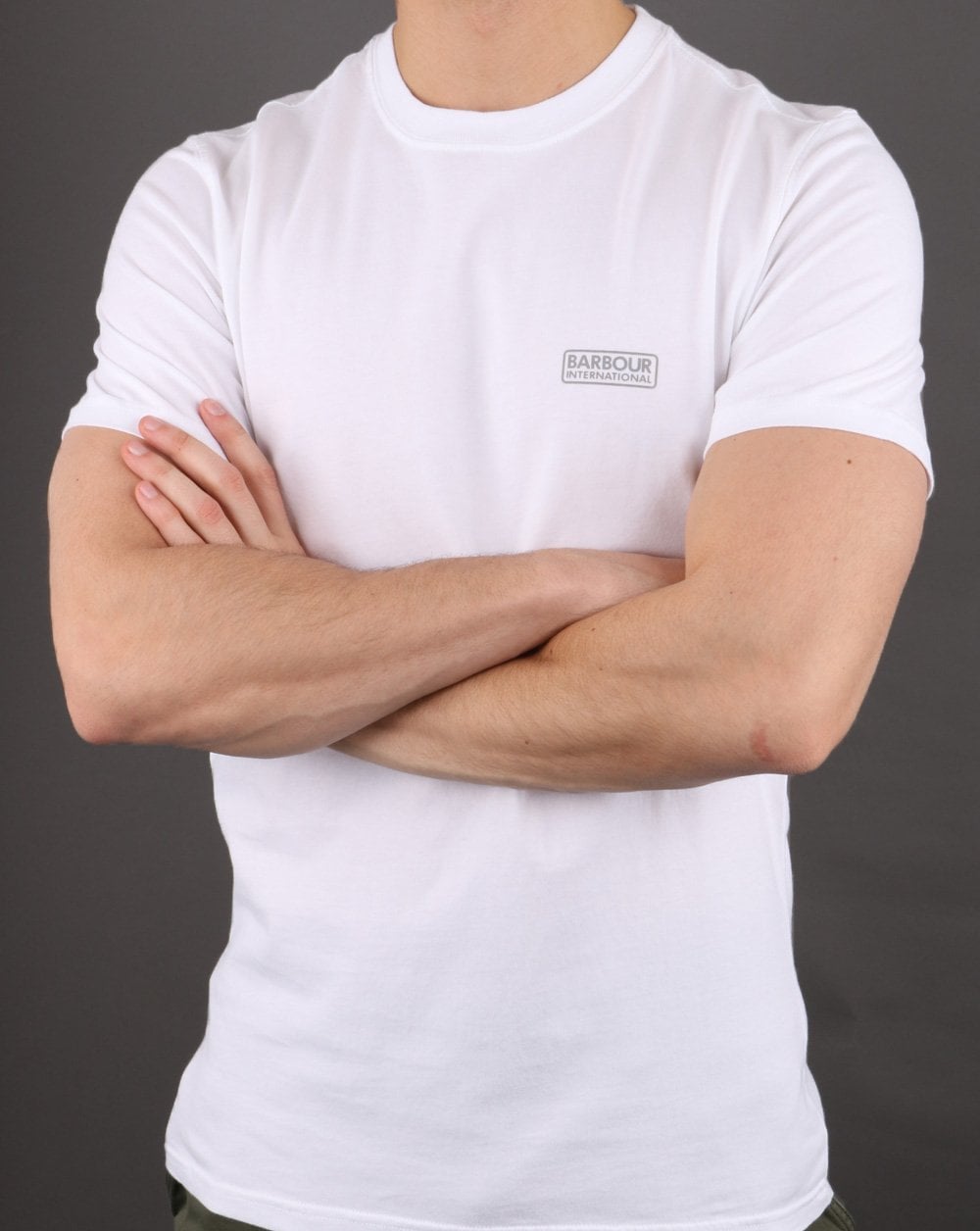 Barbour International – Weißes T-Shirt mit kleinem Logo