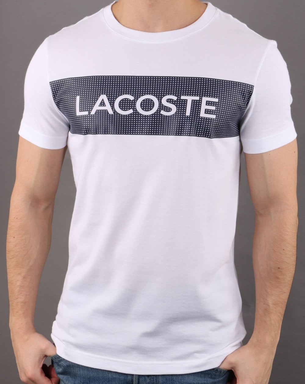 Lacoste Box T-Shirt Weiß/Marineblau