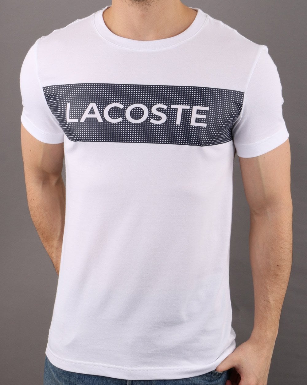 Lacoste Box T-Shirt Weiß/Marineblau