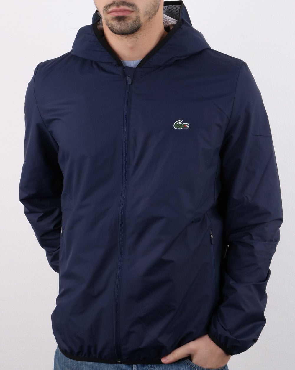 Lacoste Kapuzenjacke Marineblau/Weiß
