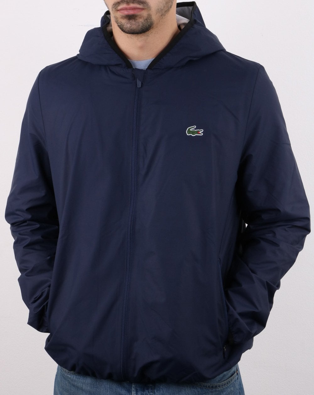 Lacoste Kapuzenjacke Marineblau/Weiß