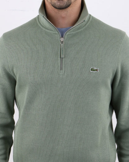 Lacoste Sweatshirt mit Viertelreißverschluss, Hellgrün