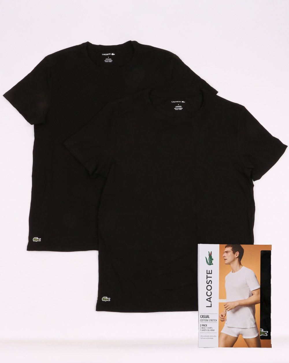 Lacoste – T-Shirts mit Rundhalsausschnitt im Doppelpack in Schwarz