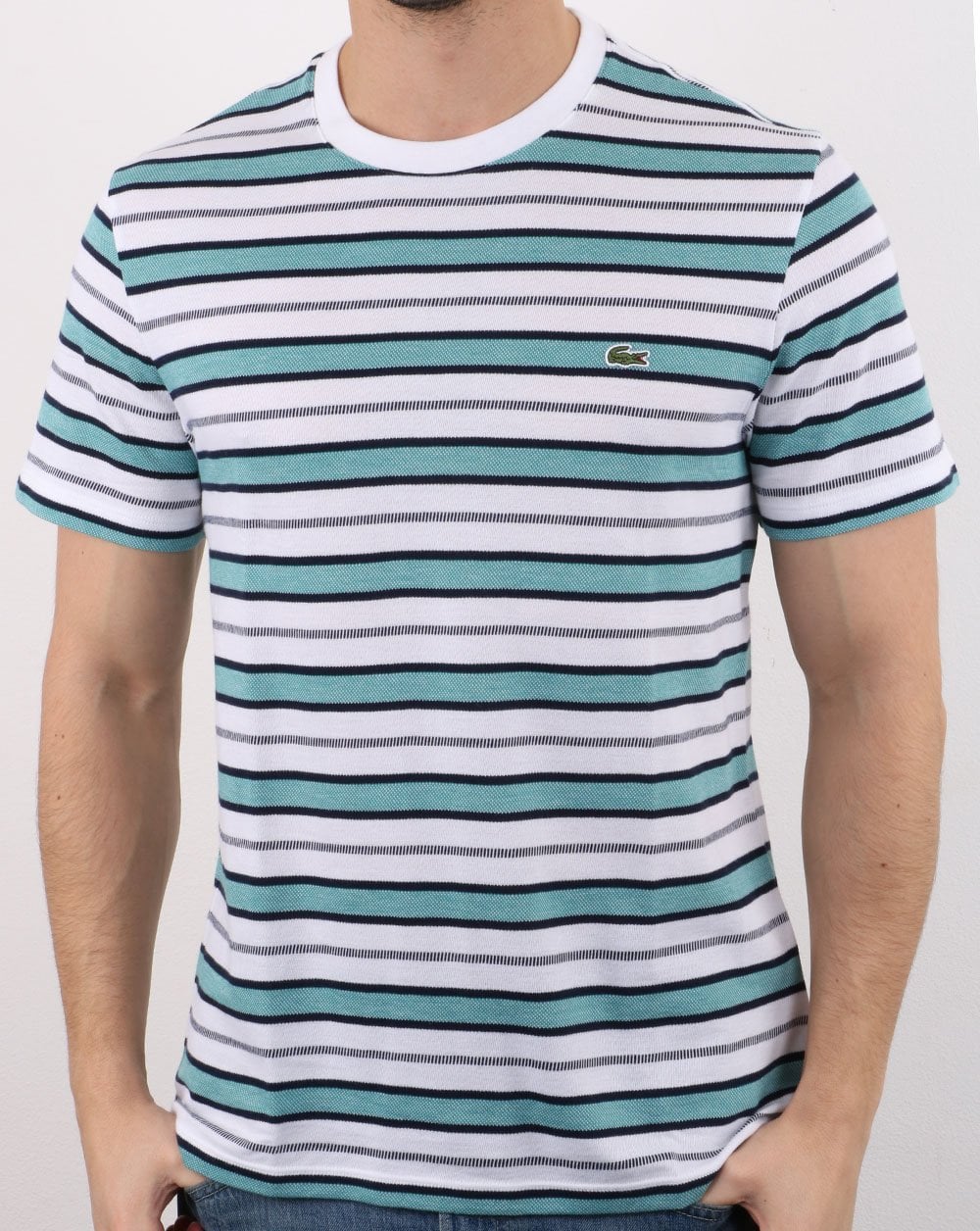 Lacoste Striped T-shirt White/Navy/Turquoise