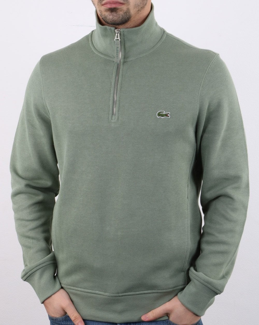 Lacoste Sweatshirt mit Viertelreißverschluss, Hellgrün