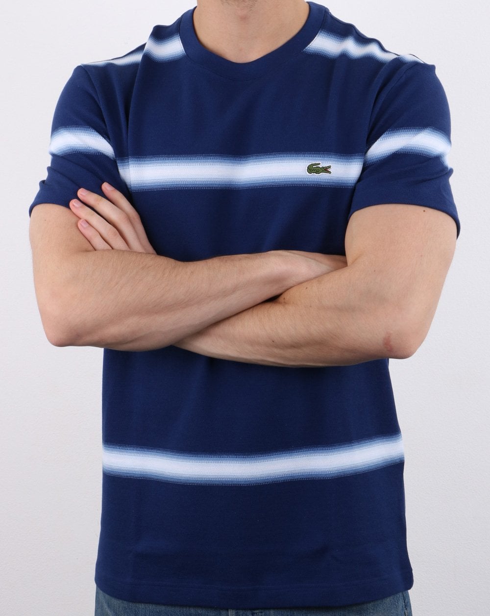 Lacoste Gestreiftes T-Shirt Blau/Weiß