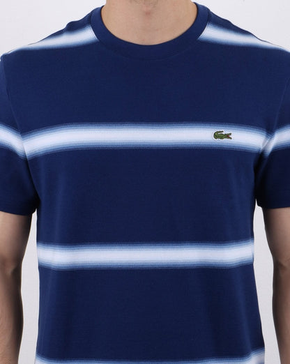 Lacoste Gestreiftes T-Shirt Blau/Weiß