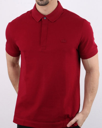 Lacoste Paris – Ton-in-Ton-Poloshirt in Burgunderrot