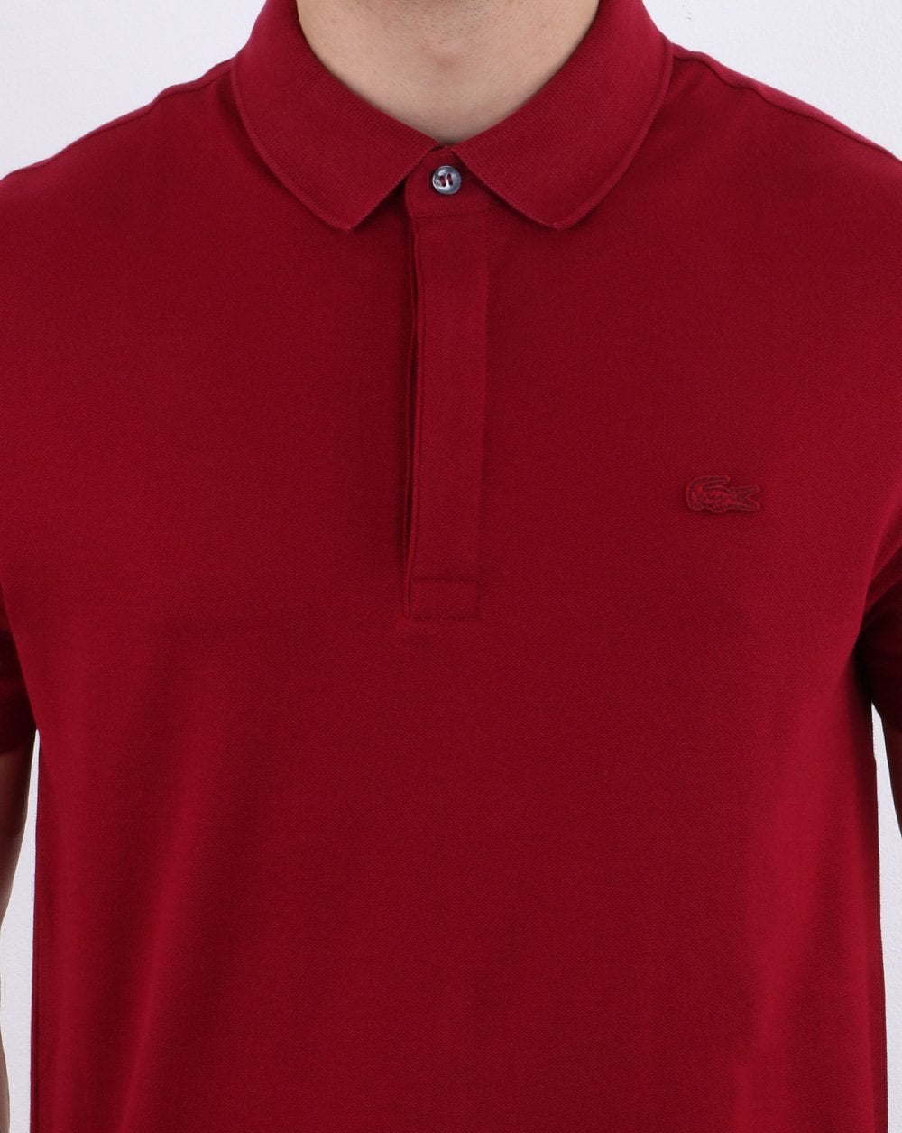 Lacoste Paris – Ton-in-Ton-Poloshirt in Burgunderrot