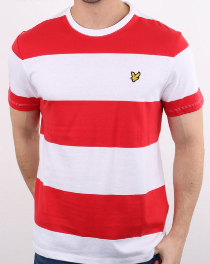 Lyle And Scott – T-Shirt mit breiten Streifen in Rot