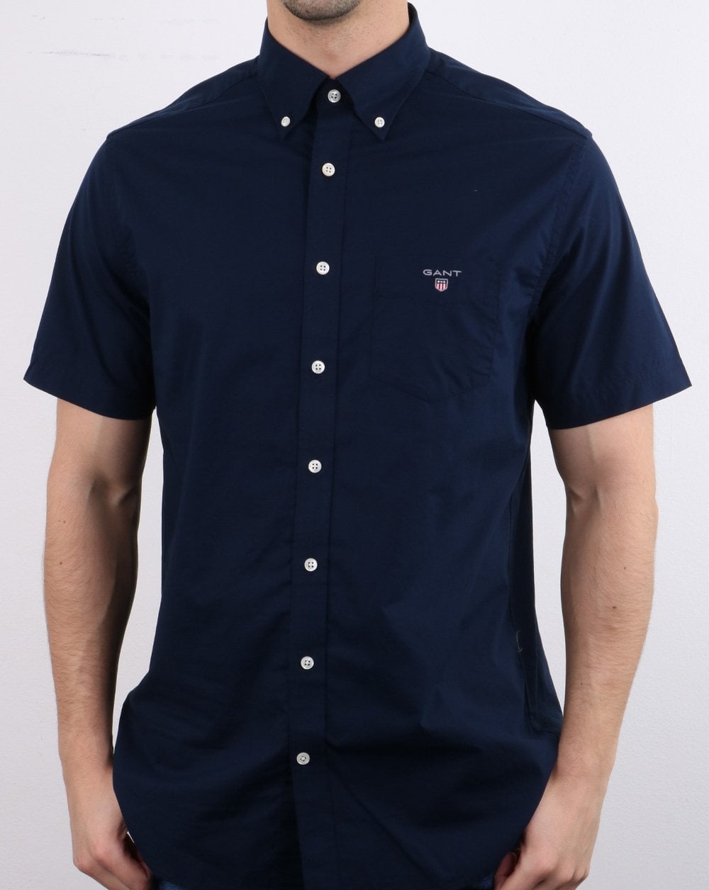 Gant Broadcloth Kurzarmhemd, Marineblau