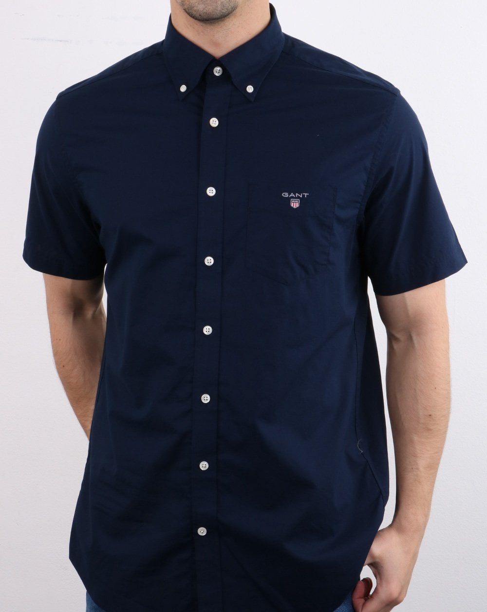 Gant Broadcloth Kurzarmhemd, Marineblau