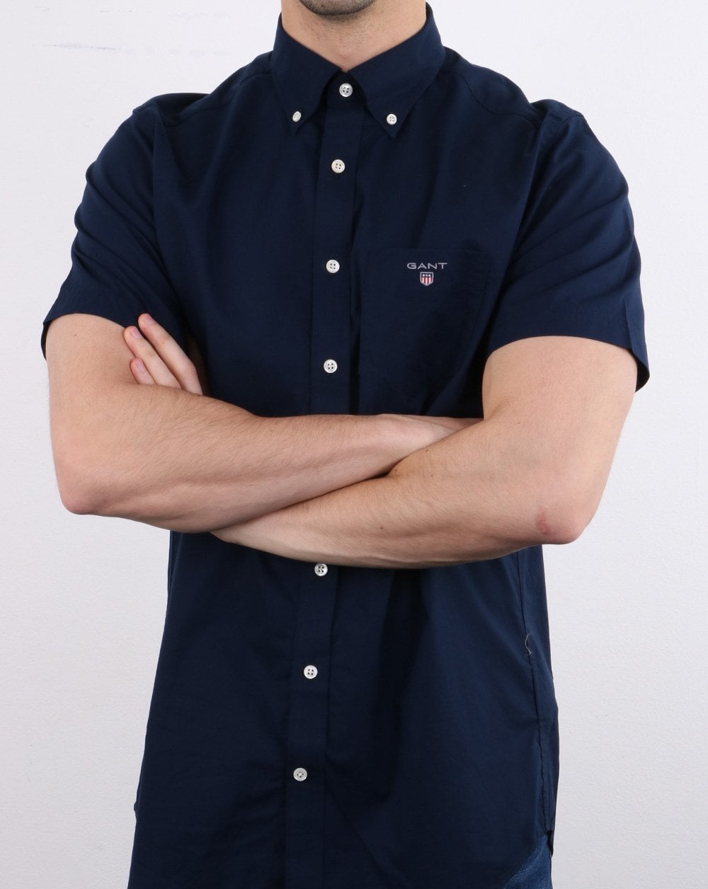 Gant Broadcloth Kurzarmhemd, Marineblau