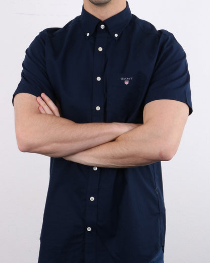 Gant Broadcloth Kurzarmhemd, Marineblau