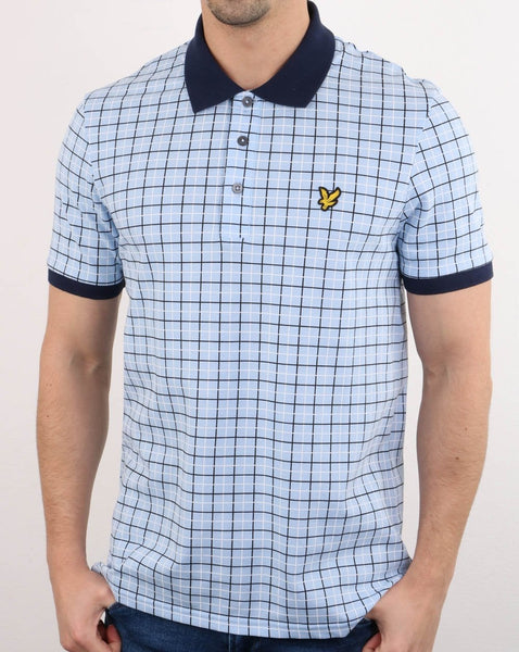 Lyle And Scott Check Polo Shirt Pool Blue