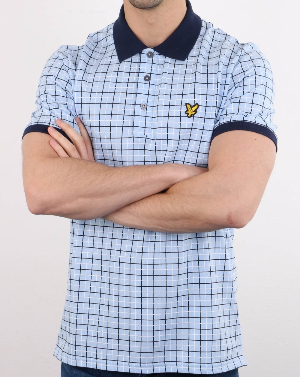 Lyle And Scott Poloshirt mit Karomuster, Poolblau