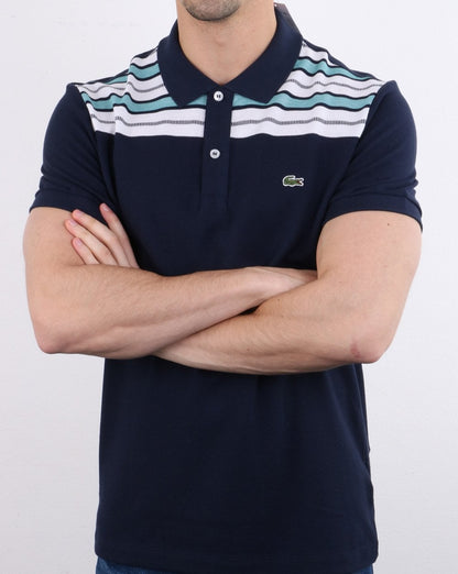 Lacoste Gestreiftes Poloshirt Marineblau/Weiß