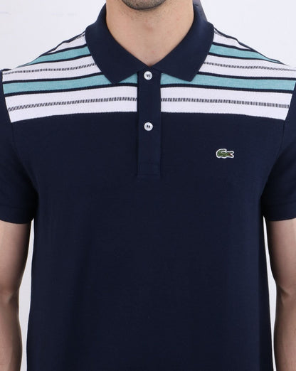 Lacoste Gestreiftes Poloshirt Marineblau/Weiß