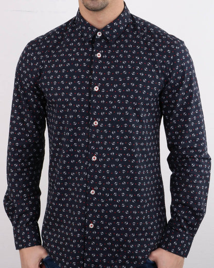 Benetton Langarmhemd Marineblau