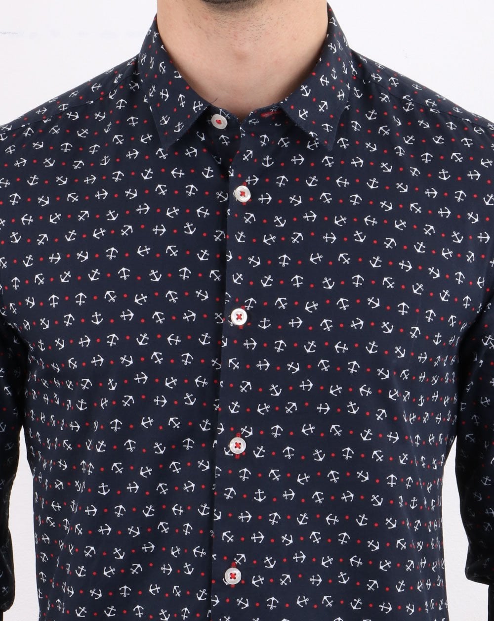 Benetton Langarmhemd Marineblau