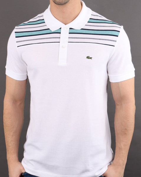 Lacoste Striped Polo Shirt White/Navy