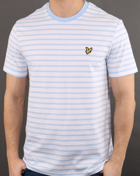 Lyle And Scott Breton Stripe T-shirt Sky Blue/white