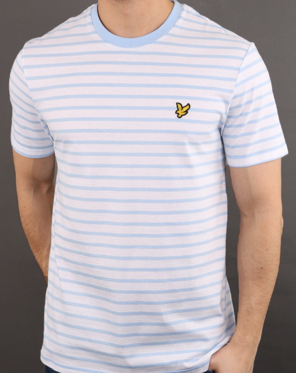 Lyle And Scott T-Shirt mit bretonischen Streifen, Himmelblau/Weiß