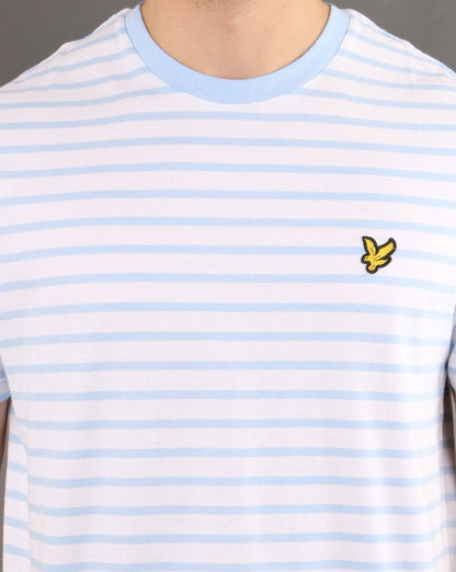 Lyle And Scott T-Shirt mit bretonischen Streifen, Himmelblau/Weiß