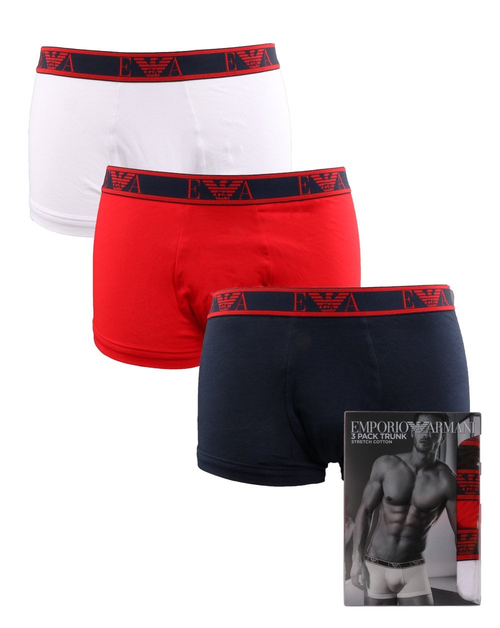 Emporio Armani 3er-Pack Boxershorts Marine/Rot/Weiß