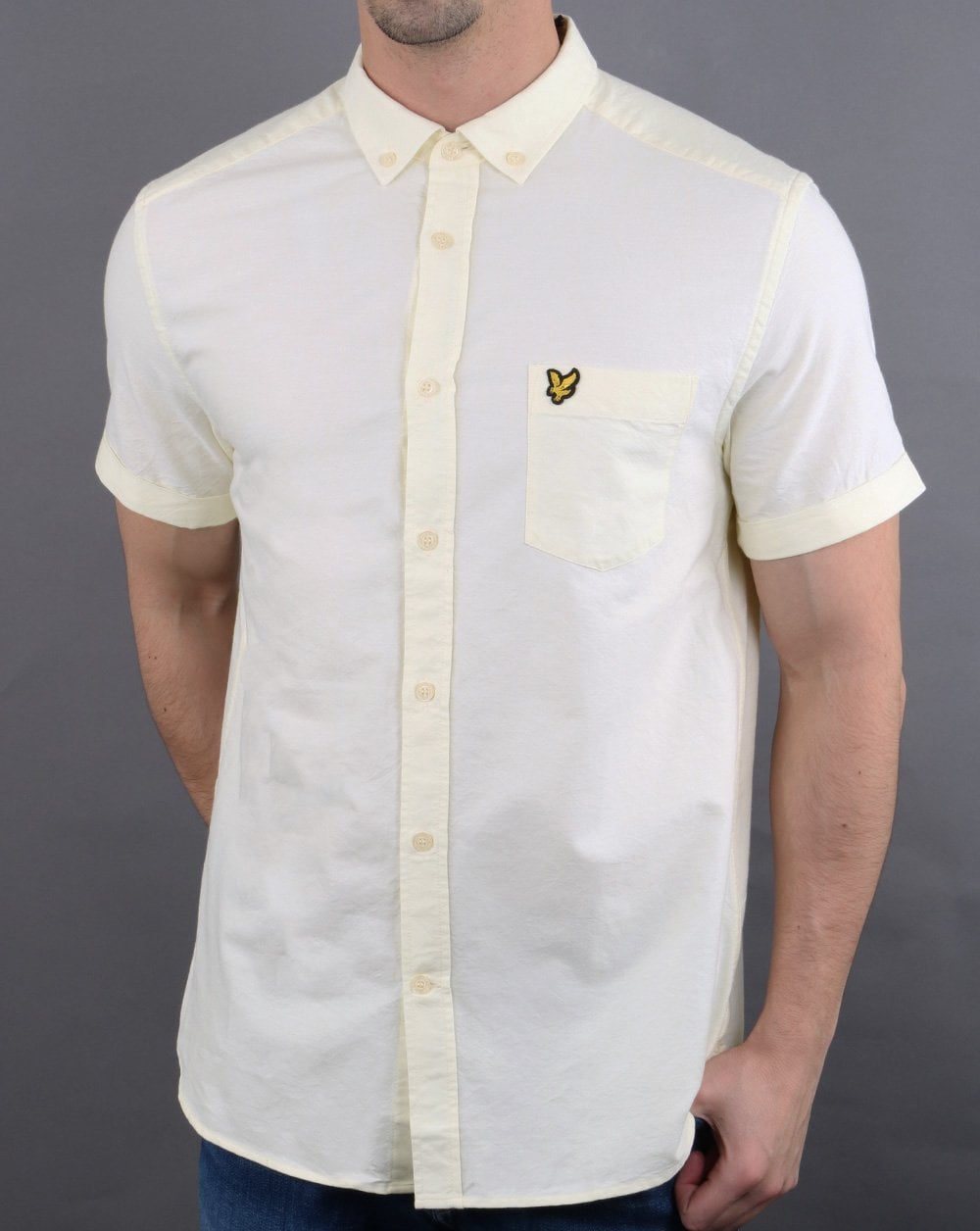 Lyle And Scott – Kurzärmliges Oxford-Hemd in Buttercreme