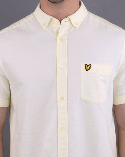 Lyle And Scott – Kurzärmliges Oxford-Hemd in Buttercreme
