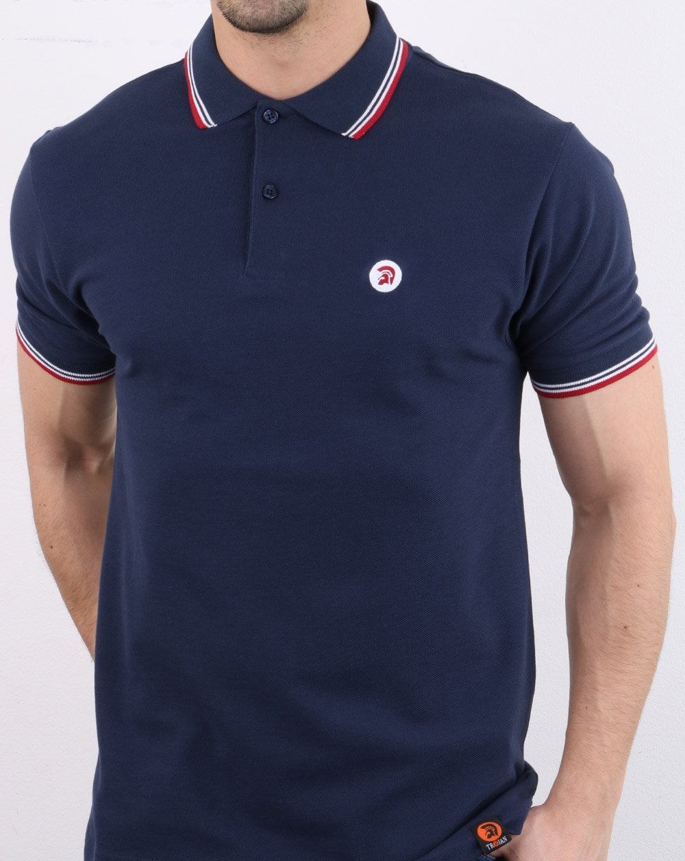 Trojan – Klassisches Poloshirt mit Streifen in Marineblau