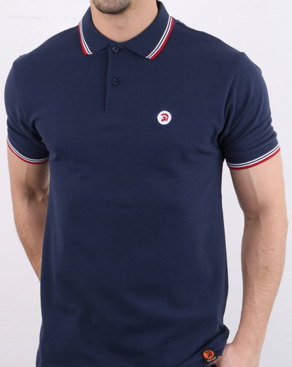 Trojan – Klassisches Poloshirt mit Streifen in Marineblau