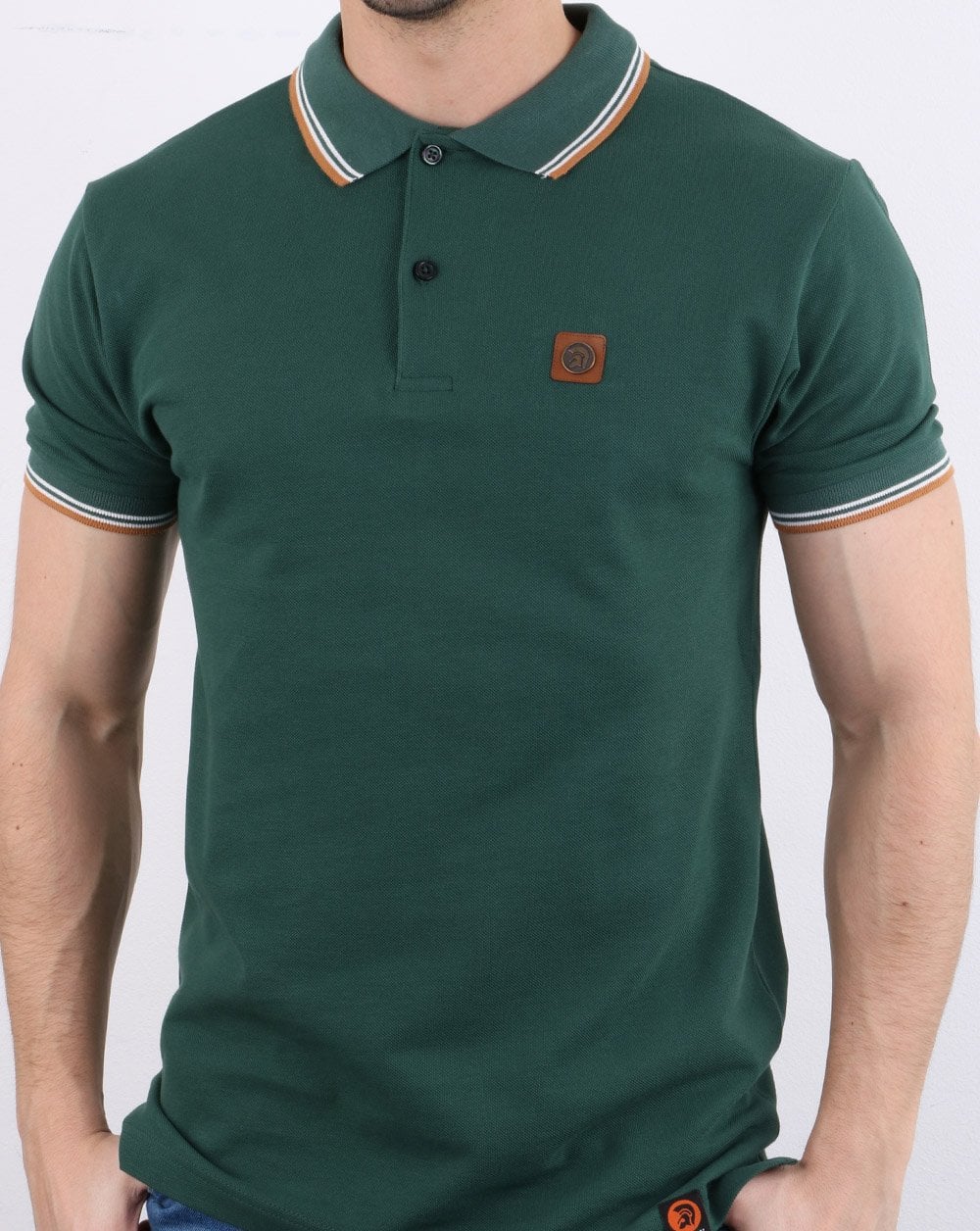 Trojan Tipped Piqué-Poloshirt Waldgrün