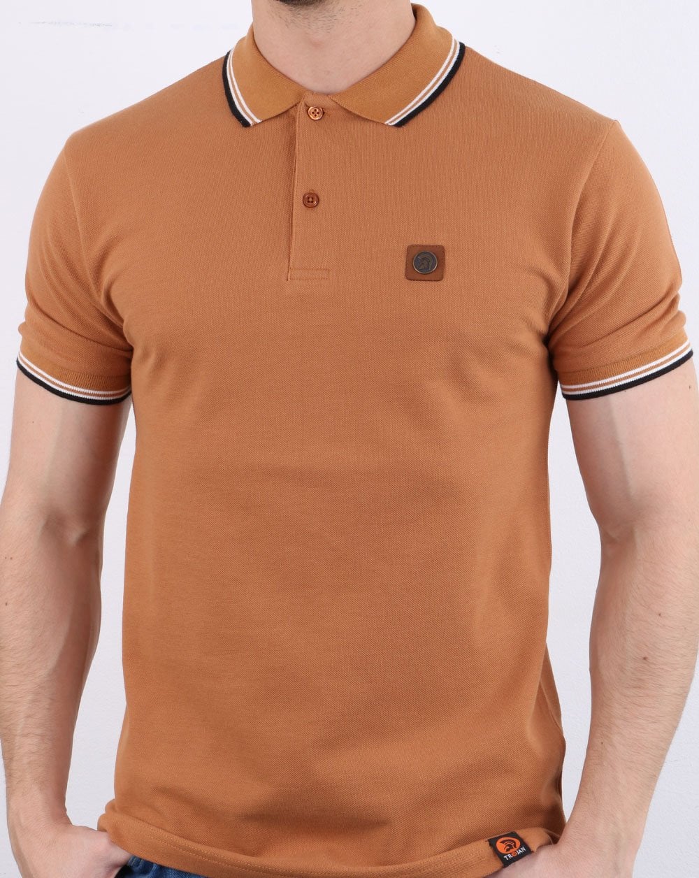 Trojan – Piqué-Poloshirt mit Streifen in Hellbraun