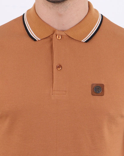 Trojan – Piqué-Poloshirt mit Streifen in Hellbraun