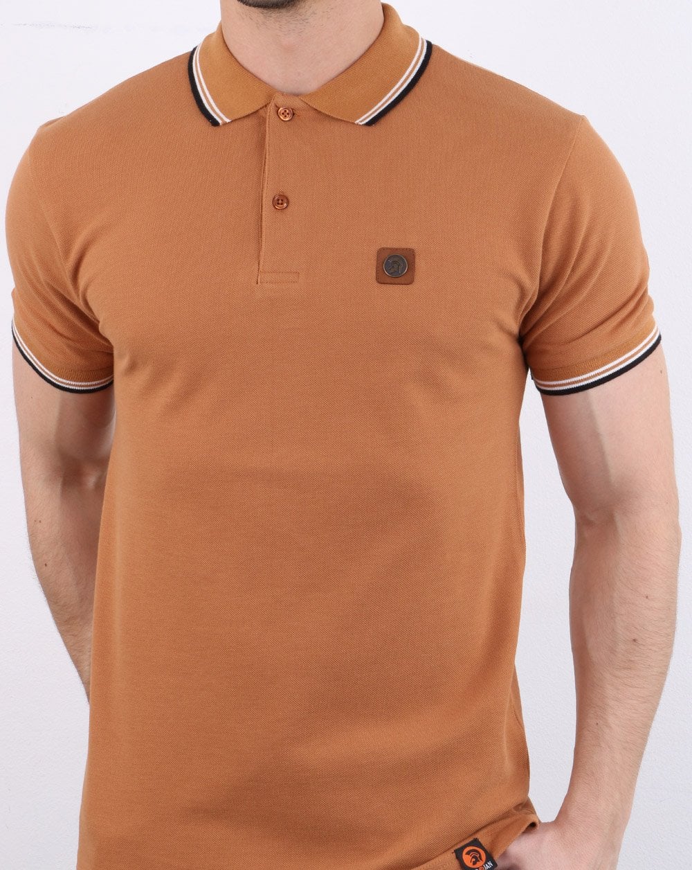 Trojan – Piqué-Poloshirt mit Streifen in Hellbraun