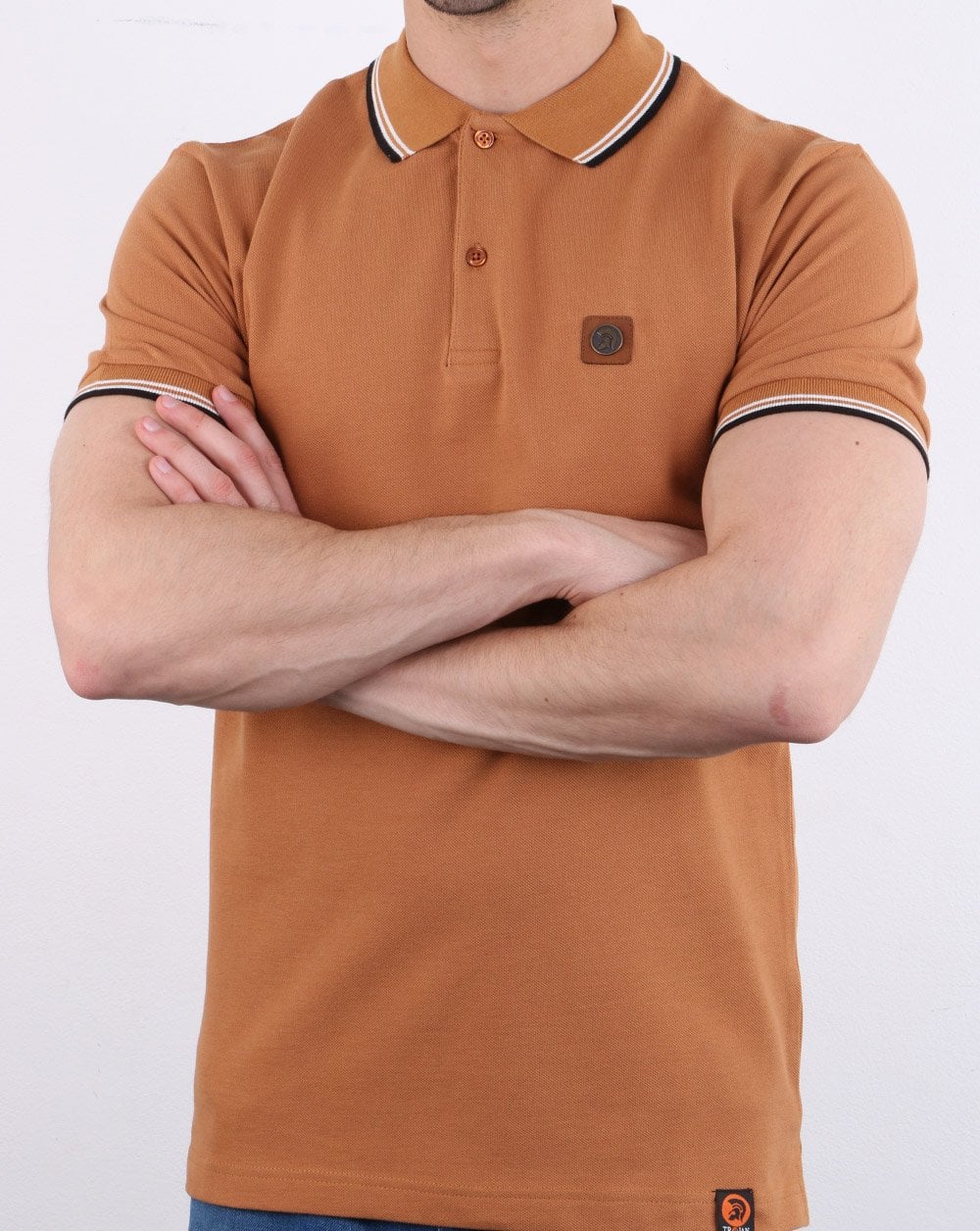 Trojan – Piqué-Poloshirt mit Streifen in Hellbraun