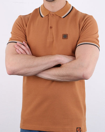 Trojan – Piqué-Poloshirt mit Streifen in Hellbraun