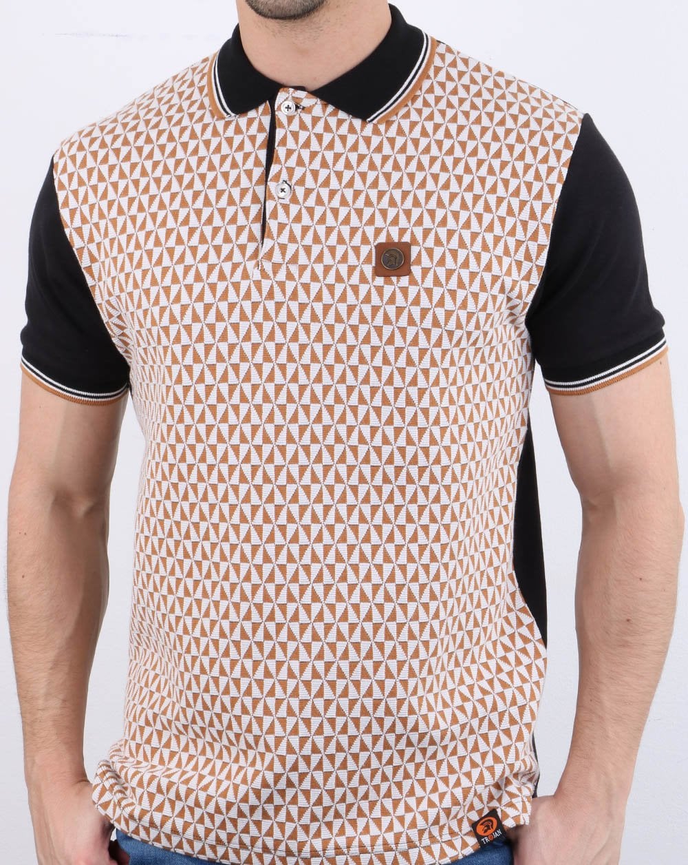 Trojan Diamond Jacquard Polo Shirt Black