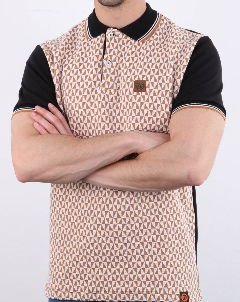 Trojan Diamond Jacquard Poloshirt Schwarz