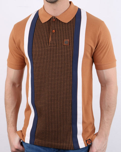 Trojan Houndstooth Polo Shirt Tan