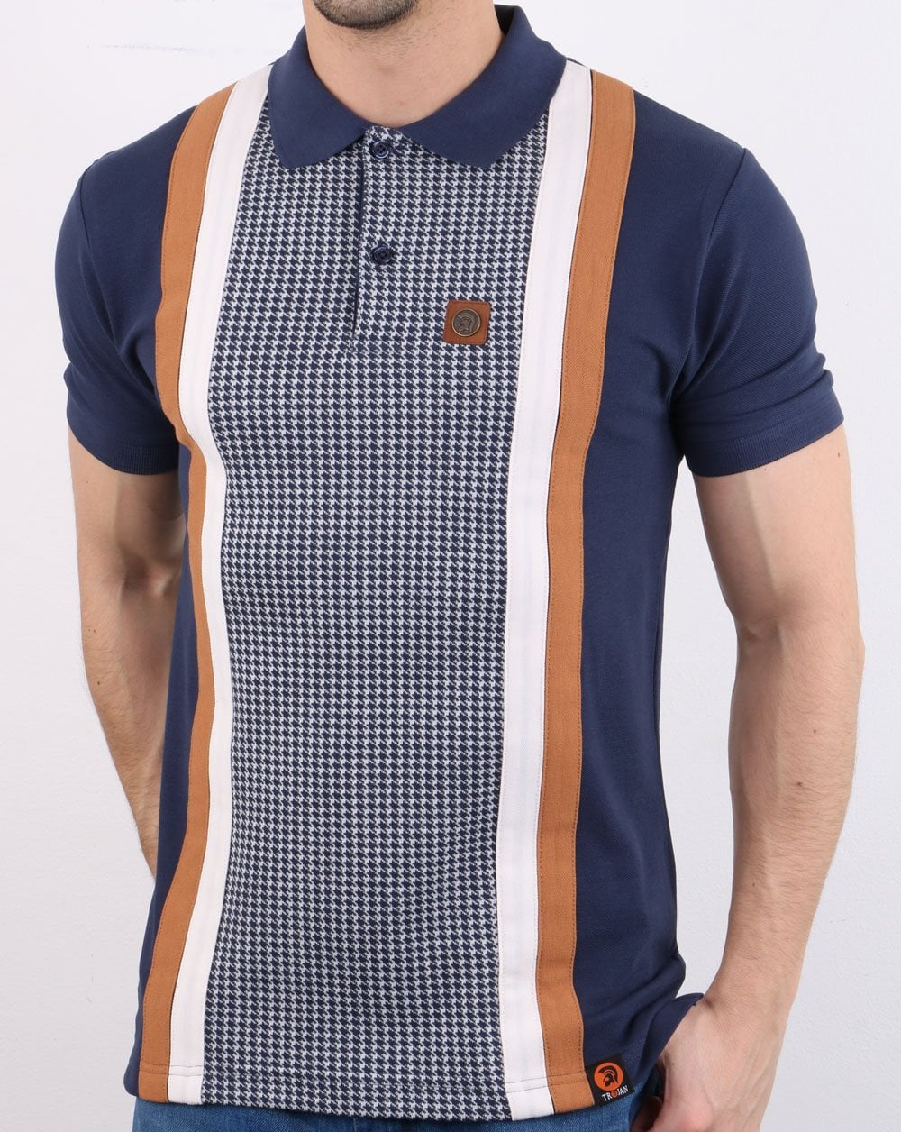 Trojan Hahnentritt-Poloshirt Marineblau