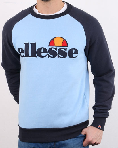 Ellesse – 90er Raglan-Sweatshirt, Himmelblau/Marineblau