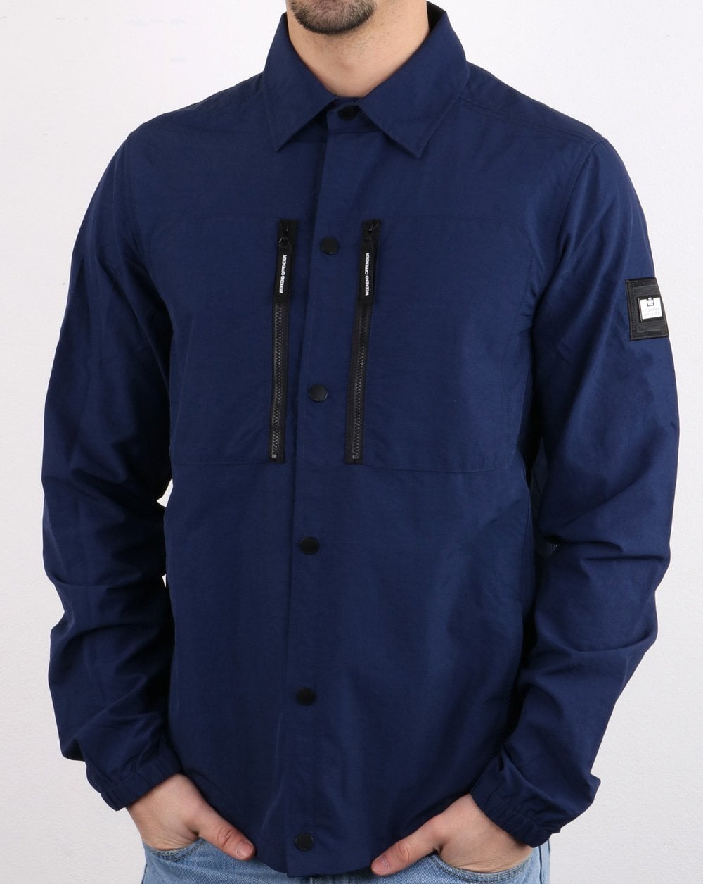 Weekend Offender – Überhemd mit Reißverschlusstasche, Marineblau