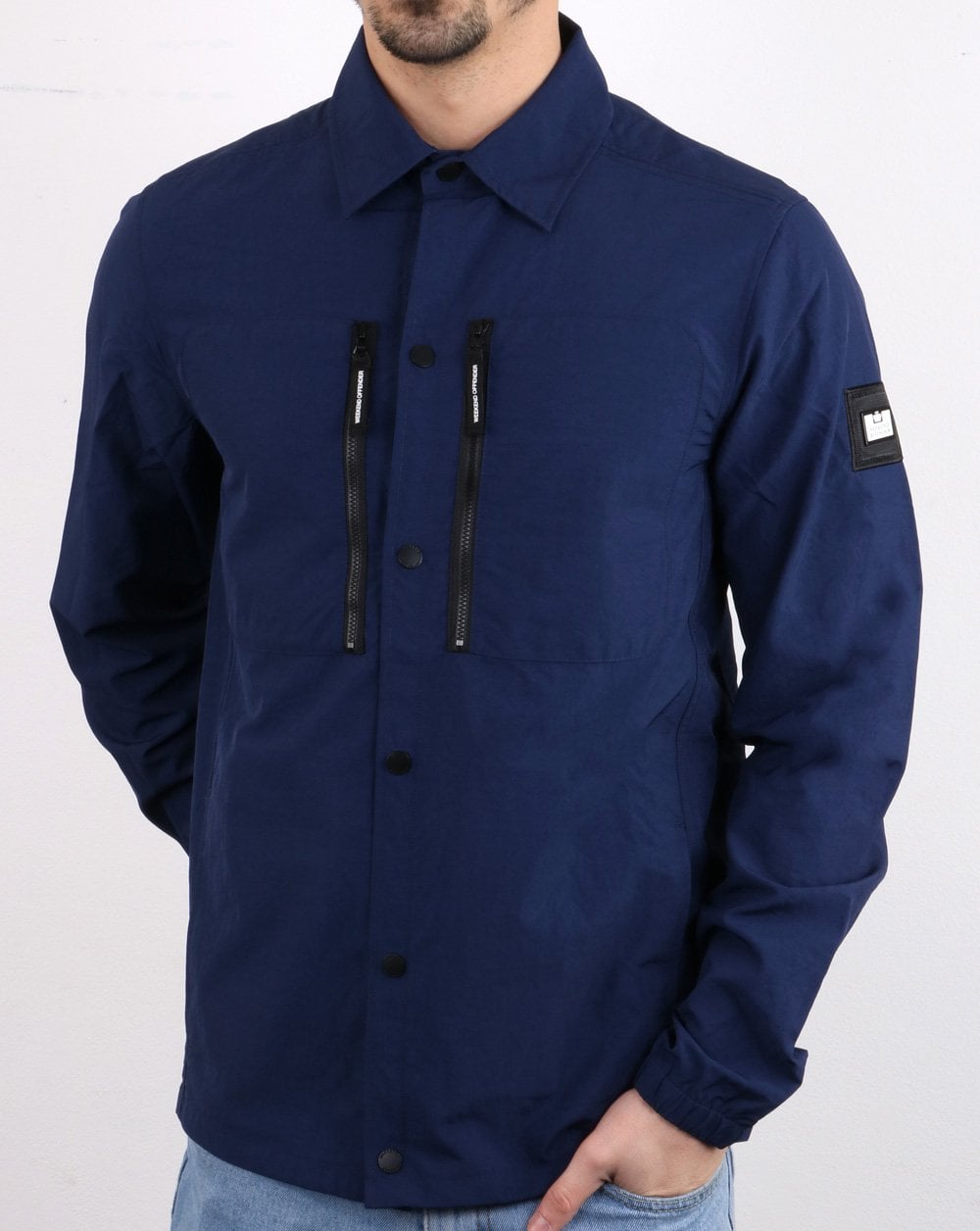 Weekend Offender – Überhemd mit Reißverschlusstasche, Marineblau