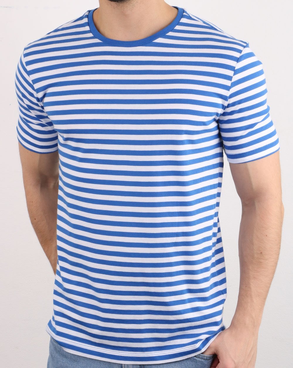 Benetton Streifen-T-Shirt Blau