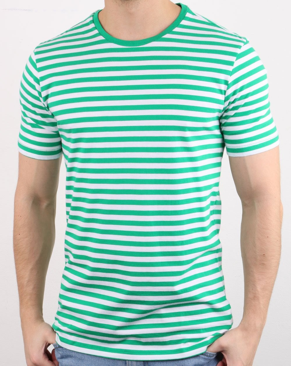 Benetton Streifen-T-Shirt Grün