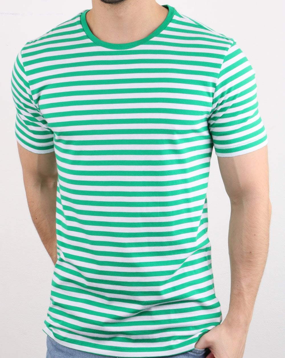 Benetton Streifen-T-Shirt Grün